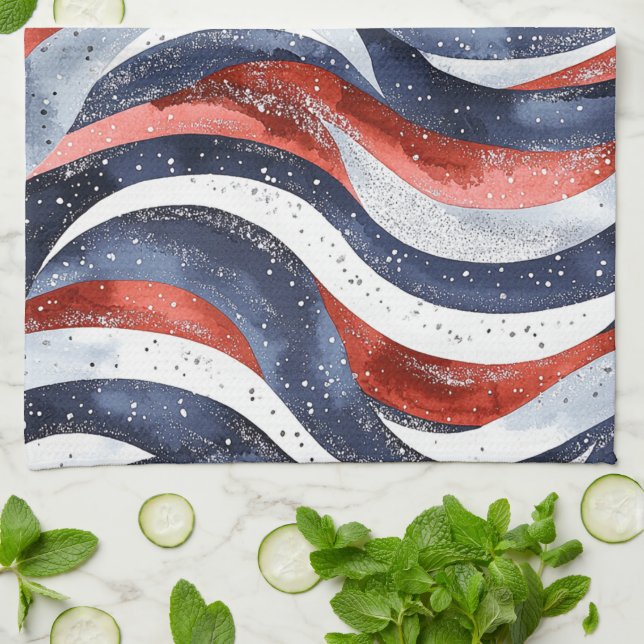 Paño De Cocina Nautical Red White Blue   (Doblado)