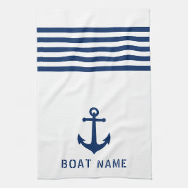 Paño De Cocina Nautical Vintage Anchor Bote Nombre Marina Blanco