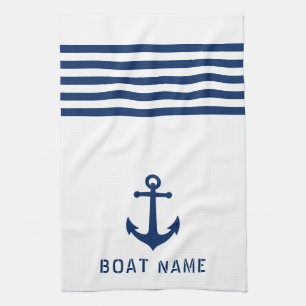 Paño De Cocina Nautical Vintage Anchor Bote Nombre Marina Blanco
