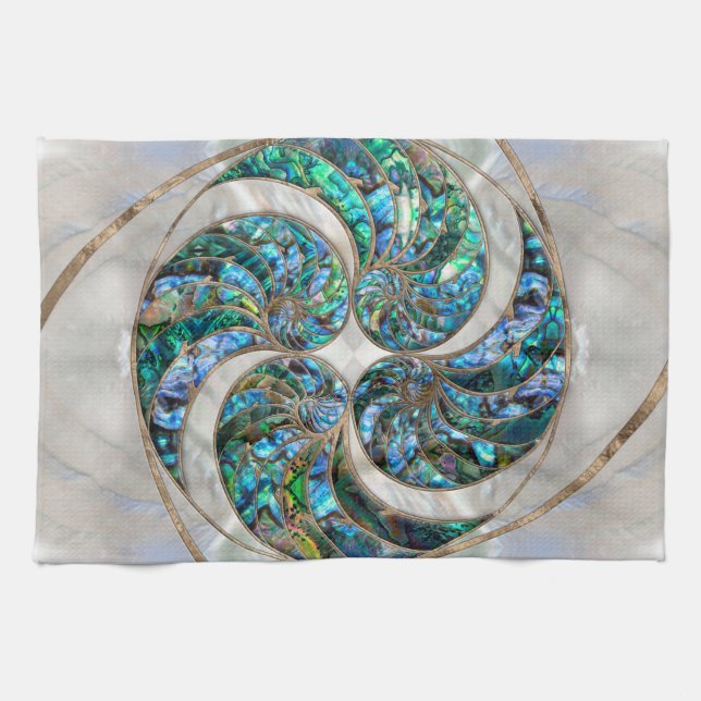 Paño De Cocina Nautilus Shell - Abalone y Pearl (Horizontal)