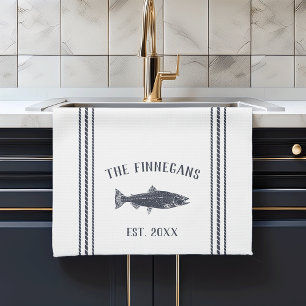 Paño De Cocina Navía y peces blancos rusos personalizados