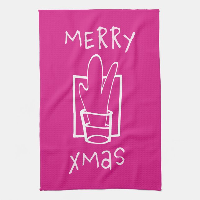 Paño De Cocina Navidad alegre rosa y brillante (Vertical)