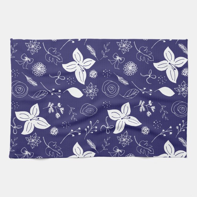 Paño De Cocina Navidad Azul Marino  (Horizontal)