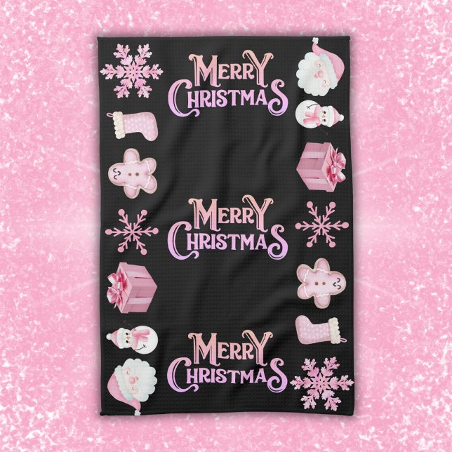 Paño De Cocina Navidad con los moras rosadas + iconos en negro | (Subido por el creador)