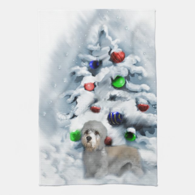 Paño De Cocina Navidad Dandie Dinmont (Vertical)