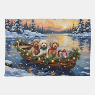 Paño De Cocina Navidad de Barco de Cockapoo