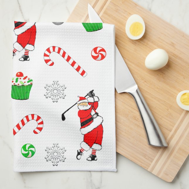 Paño De Cocina Navidad de golf (Doblado Cuarto)