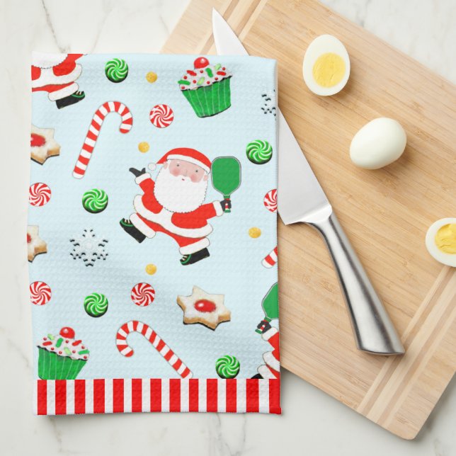 Paño De Cocina Navidad de pickleball (Doblado Cuarto)