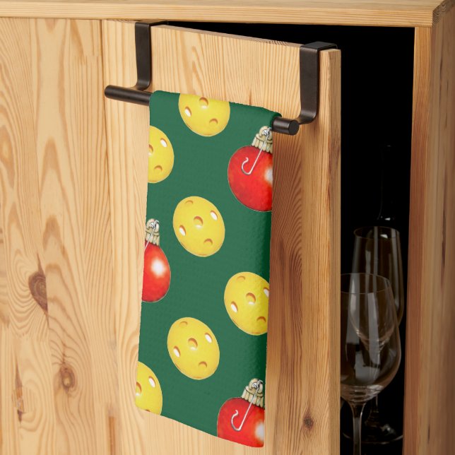 Paño De Cocina Navidad de Pickleball (Pliegue de tercios)