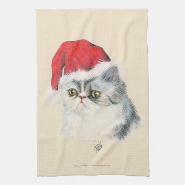 Paño De Cocina Navidad del gato (Vertical)
