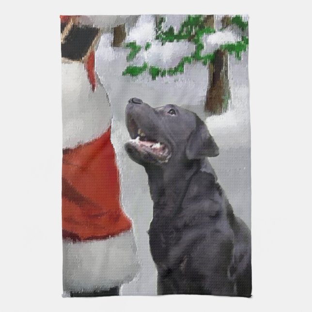 Paño De Cocina Navidad del Labrador Retriever (Vertical)