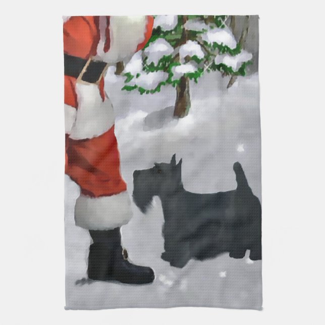 Paño De Cocina Navidad del Terrier Escocés (Vertical)