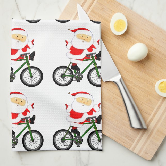 Paño De Cocina Navidad en bicicleta (Doblado Cuarto)