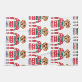 Paño De Cocina Navidad feo divertido suéter, vidrios que llevan