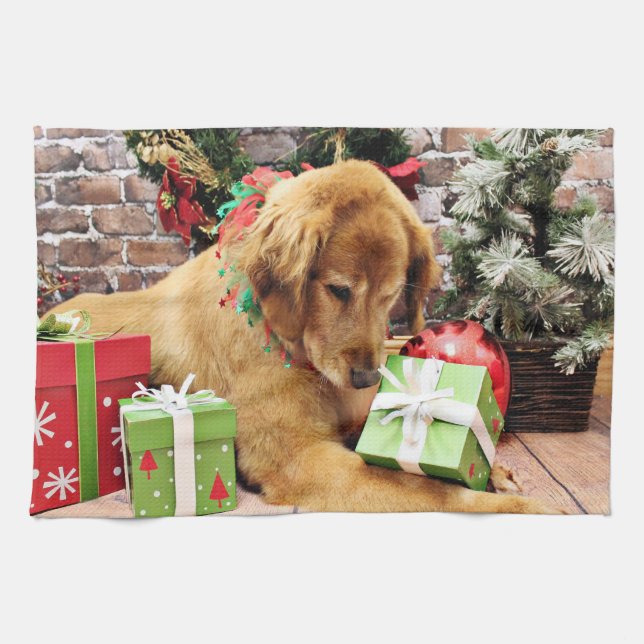 Paño De Cocina Navidad - golden retriever - Addison (Horizontal)