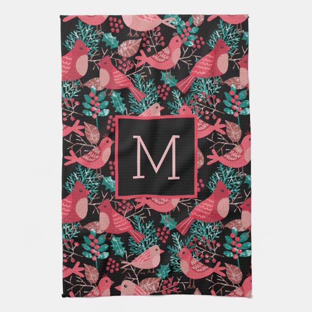 Paño De Cocina Navidad Invierno Red Bird Berries Holiday (Vertical)