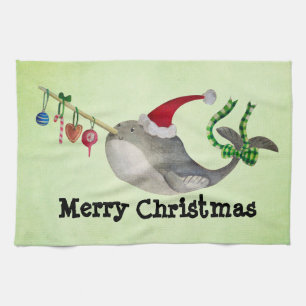 Paño De Cocina Navidad lindo Narwhal