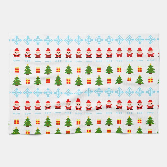 Paño De Cocina Navidad Pixel Art (Horizontal)