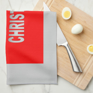 Paño De Cocina Navidad Plata Y Furia Roja