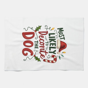 Paño De Cocina Navidad Probablemente Decorar Perro Xmas Familia 2