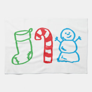 Paño De Cocina Navidad que almacena el bastón y el muñeco de