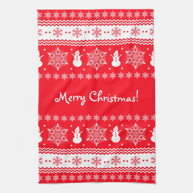 Paño De Cocina Navidad rojo y blanco (Vertical)