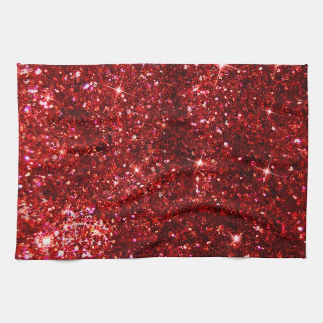 Paño De Cocina Navidad Rojo y Negro Falso Brillo (Horizontal)
