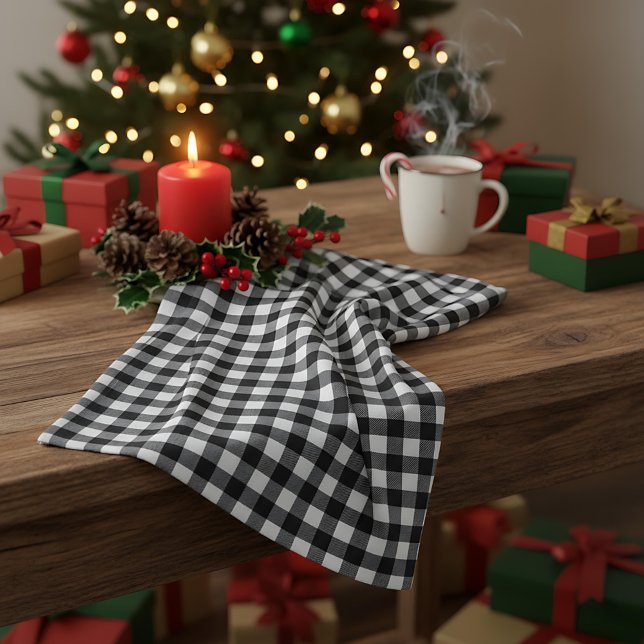 Paño De Cocina Navidad Rústica Cuadro de Búfalo Negro y Blanco  (Subido por el creador)