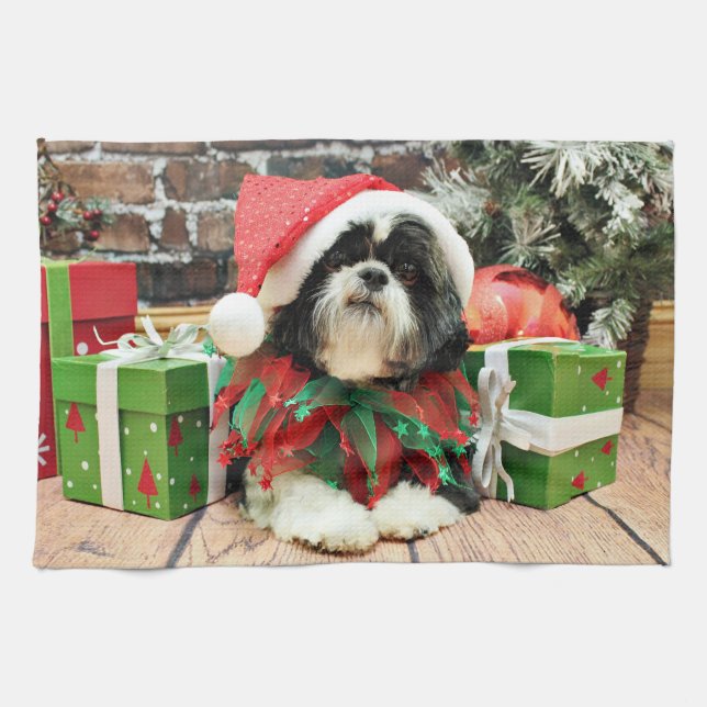 Paño De Cocina Navidad - Shih Tzu - Riley (Horizontal)