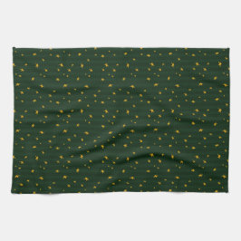 Paño De Cocina Navidad Verde Amarillo Estrella Raya Navidad 