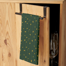 Paño De Cocina Navidad Verde Amarillo Estrella Raya Navidad 
