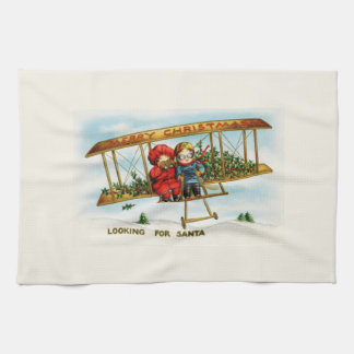 Paño De Cocina Navidad Vintage Niños Buscando a Santa