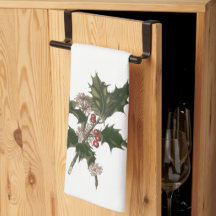 Navidad Vintage, Planta de Acebo Verde con Bayas
