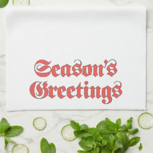 Paño De Cocina Navidad Vintage, Texto de Saludos de Temporada en