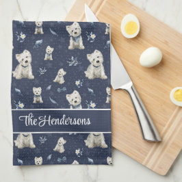 Paño De Cocina Navidad Westie Blanca