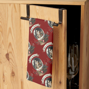 Paño De Cocina Navidades acogedores Escena de la cabaña de glóbul
