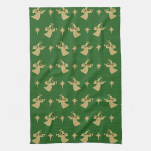Paño De Cocina Navidades Angel Nativity Star Green Gold