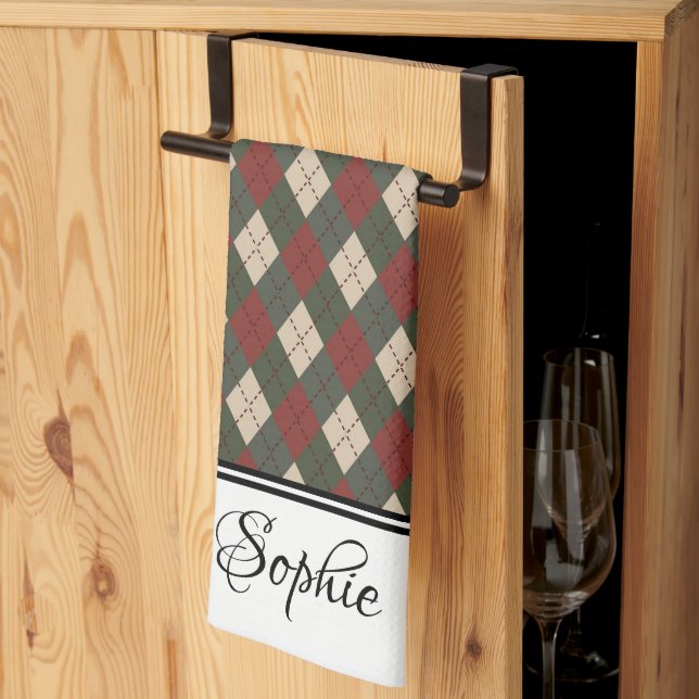 Paño De Cocina Navidades Argyle Personalizado (Pliegue de tercios)