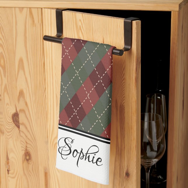 Paño De Cocina Navidades Argyle Personalizado (Pliegue de tercios)