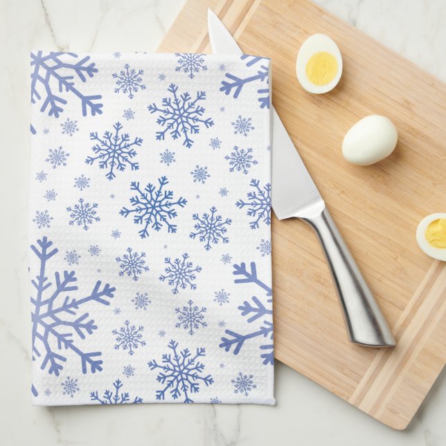 Paño De Cocina Navidades azules de la marina serpentean sobre bla (Doblado Cuarto)