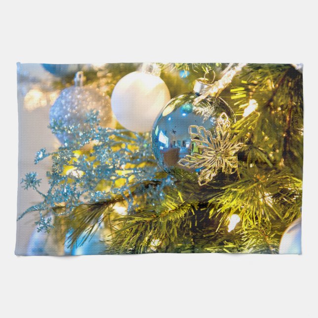 Paño De Cocina Navidades azules y de oro mágico (Horizontal)