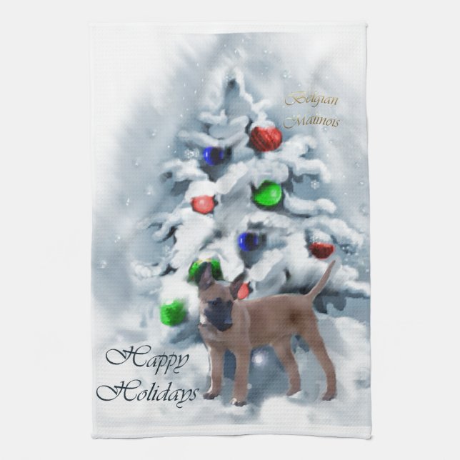Paño De Cocina Navidades belgas de Malinois (Vertical)