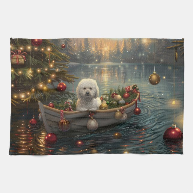 Paño De Cocina Navidades Bichon Frise Voyage festivo (Horizontal)