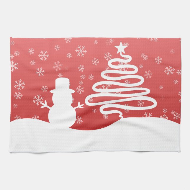 Paño De Cocina Navidades blancos árbol de invierno maravilla de s (Horizontal)
