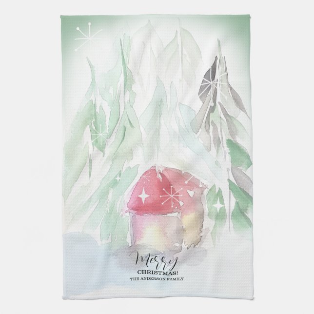 Paño De Cocina Navidades blancos de la aldea rural (Vertical)