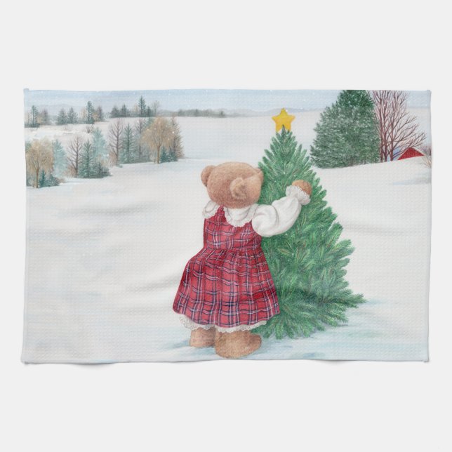 Paño De Cocina Navidades caprichosos Teddy Bear Winter Wonderland (Horizontal)