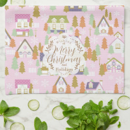 Paño De Cocina Navidades Casas Rosa