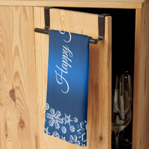 Paño De Cocina Navidades celebran velo blanco azul de la marina