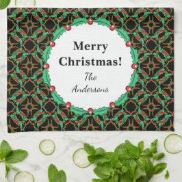 Paño De Cocina Navidades celtas Holly Wreath Pattern Personalizad