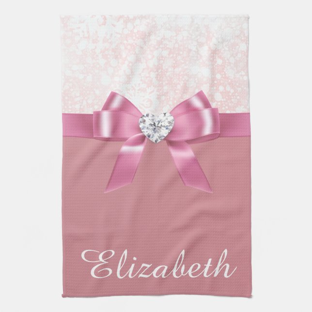 Paño De Cocina Navidades Cinta Glossy Rosa Y Diamante (Vertical)